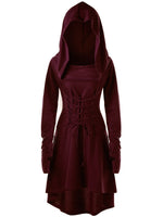 Women's Solid Festival Performance Dress Long Sleeve Hoodie top coat