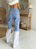 Wide Leg Color Block Casual Jean