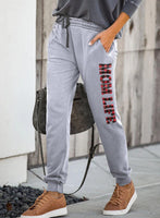 Women's Pants Straight High Waist Letter Plaid Pants