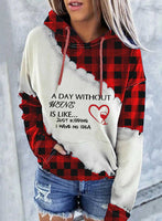 Women's Hoodies Winter Drawstring Long Sleeve Color Block Plaid Letter Casual Daily Hoodies With Pockets