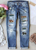 Women's Jeans Low Waist Slim Tribal Ankle-length Daily Casual Jeans