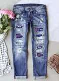 Women's Jeans Casual Cut-out Mid Waist Color Block Straight Full Length Daily Jeans