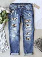 Women's Jeans Straight Leopard Low Rise Jeans