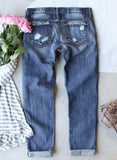 Women's Jeans Plaid Cut-out Christmas Slim Low Waist Full Length Jeans
