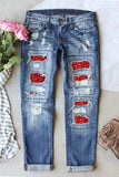 Women's Jeans Solid Low Waist Straight Ankle-length Cut-out Casual Jeans