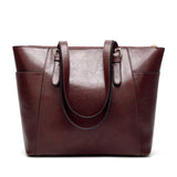 women'swax leather handbag large capacity tote bag