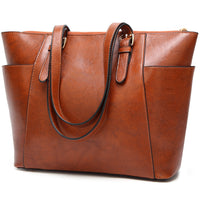 women'swax leather handbag large capacity tote bag