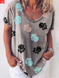 Woman's Color Dog Paw Print T-shirt