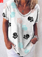 Woman's Color Dog Paw Print T-shirt