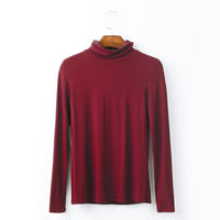 Women's Long Sleeve T-shirt  Solid High Neck Modal Undercoat Top sweater