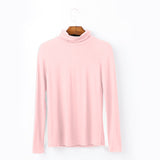 Women's Long Sleeve T-shirt  Solid High Neck Modal Undercoat Top sweater