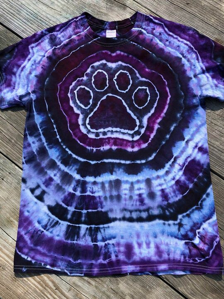 Women's Paw Print Purple/Blues Iced Dye T-Shirt