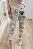 Women's Dog Paw Print Camo Casual Pants