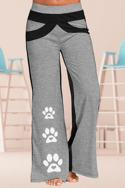 Women's Mid Waisted Wide Leg Yoga Pants dog paw