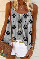 Women's Simple Dog Paw Print Strap T-shirt