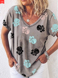 Woman's Color Dog Paw Print T-shirt