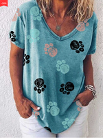 Woman's Color Dog Paw Print T-shirt