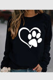 Women's Love dog paw footprint print round neck sweater women