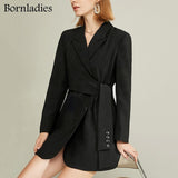 Bornladies Fashion Blazer Dress for Women 2021 Autumn Winter Tunics Sexy Party Dress Lady Office Slim Traf