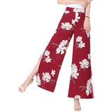 Women's print cool elastic waist, thin style, wide leg pants, high waist , open, loose and thin, foreign style