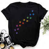 Cat and Dog Paw Print T-shirt short sleeve