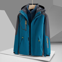 Women's and men's three in one color matching coat, lovers' work clothes, outdoor waterproof and wind proof detachable mountaineering clothing