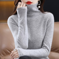 Women's  ready-to-wear pile collar sweater loose knit bottoming shirt turtle neck cashmere sweater top T-shirt