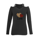 women's love printed off shoulder long sleeve casual top