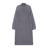 Stylish Women Zipper Turtleneck Loose Sweater Dress For Women Full Sleeve Female Knitted Midi Dresses 2022 Autumn Winter DS425
