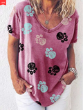 Woman's Color Dog Paw Print T-shirt