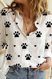 Women's Dog Paw Heart Print Blouse